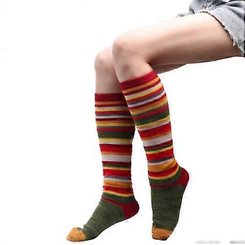 Striped Socks Below The Knee Thigh High Long Knit Warmer Socks