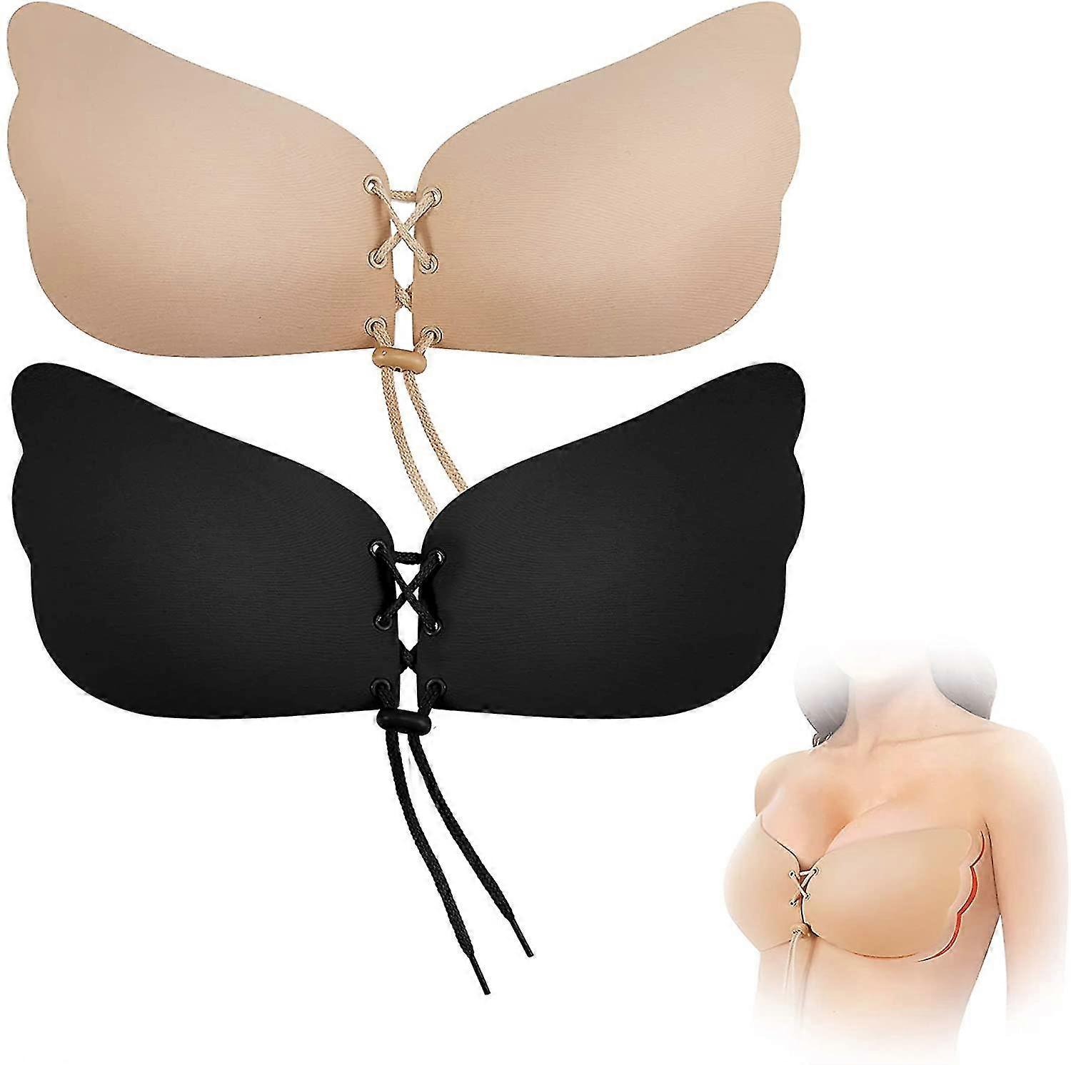 Invisible Bras Brides Strapless Bra For Women String Adjustment Sticks Bra 2 Pack
