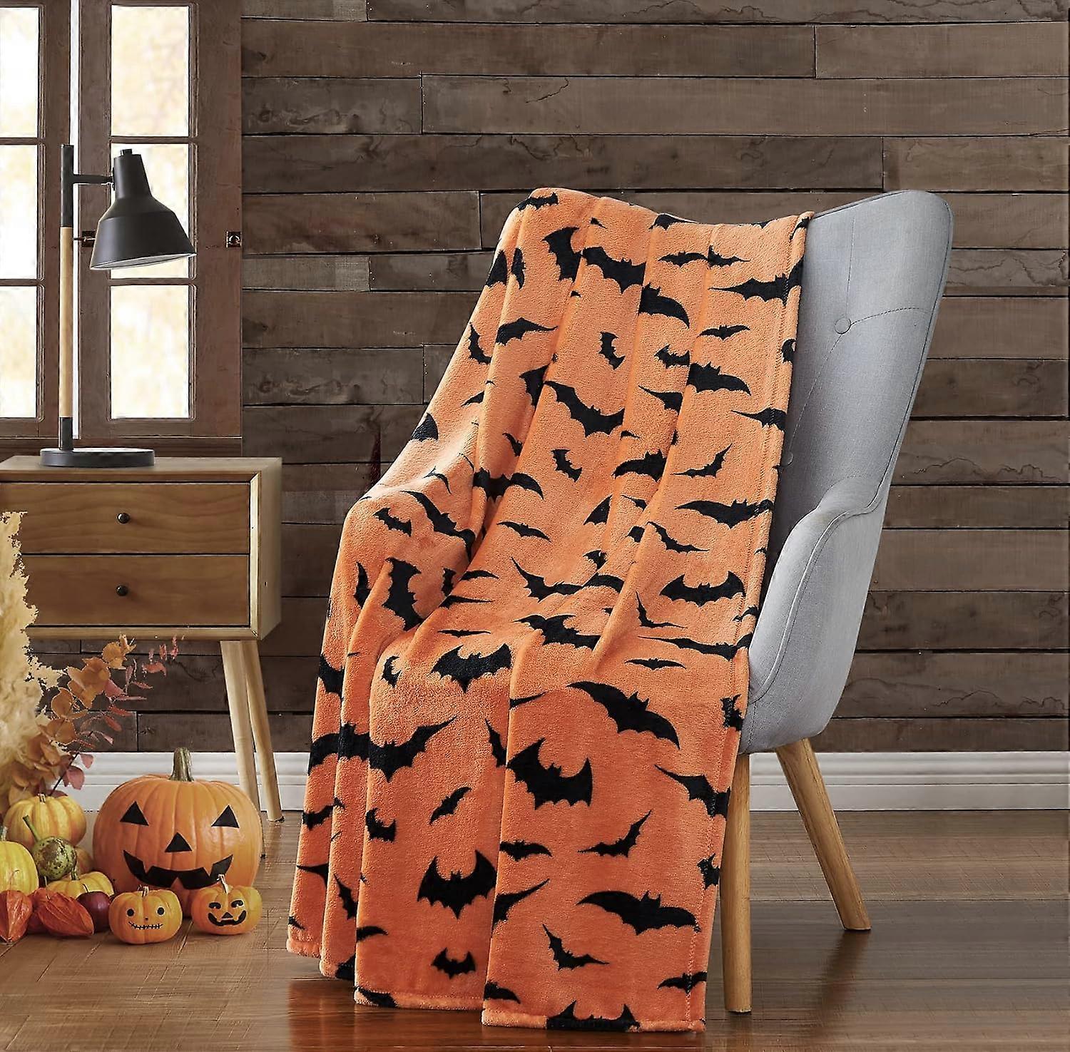 Ultra Soft & Plush Autumn & Halloween Chic Themed Oversized Accent Throw Blankets - Assorted Styles (Spooky Ghosts)