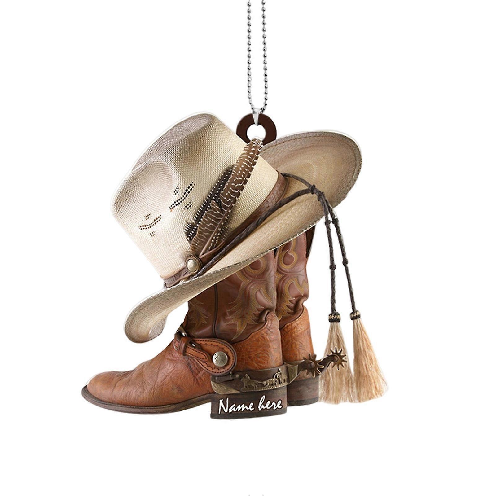 JIKAIX Sturdy Hanging Ornament Ornamental Acrylic Auto Rearview Mirror Cowboy Flat Car Pendant for Home