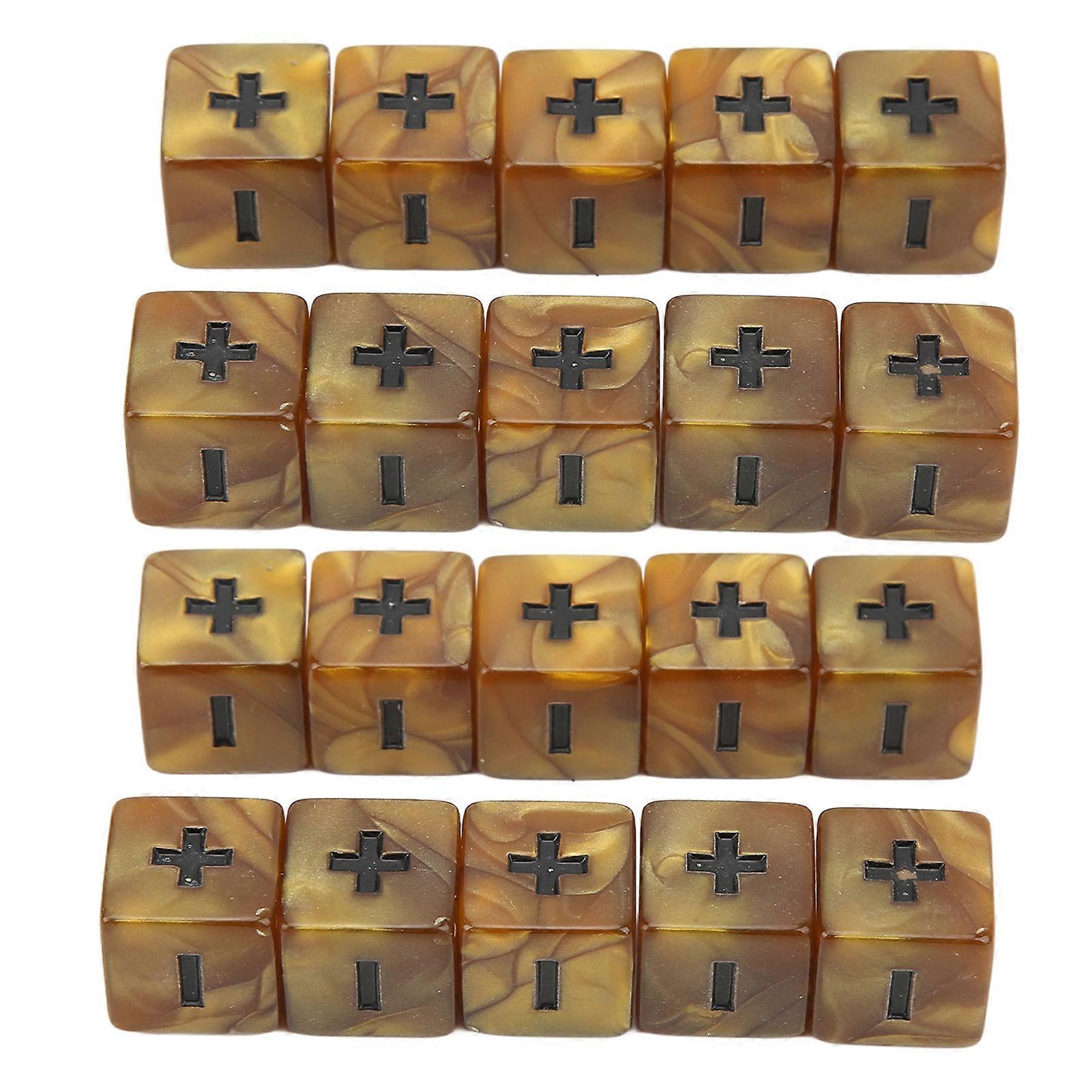 20pcs Math Plus Minus Sign Dices 16mm Math Operation Calculation Dice Set for Infant Education Golden Gradient