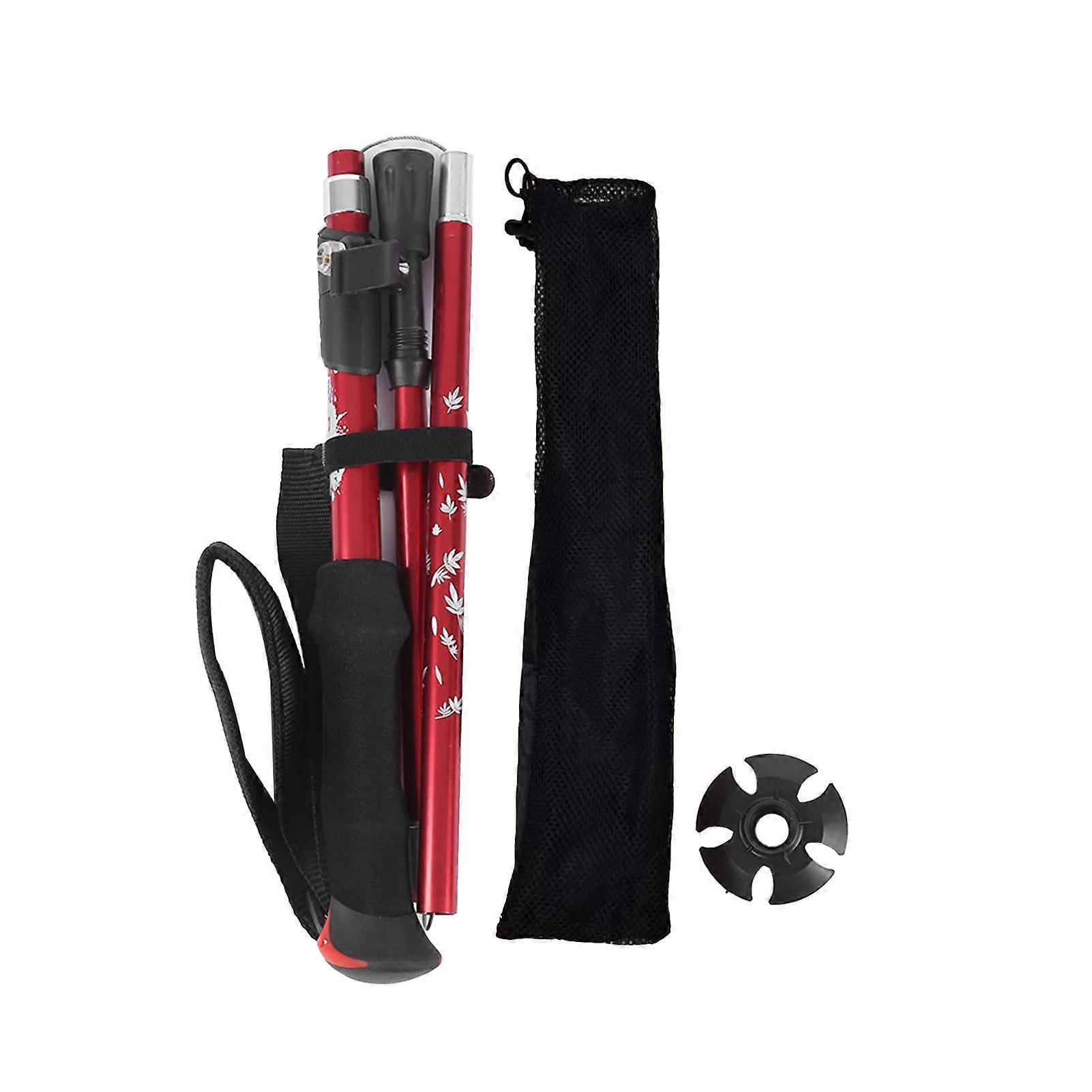 Aluminium Alloy Trekking Poles 5 Sections Collapsible Hiking Walking Climbing Sticks with Mud Holders