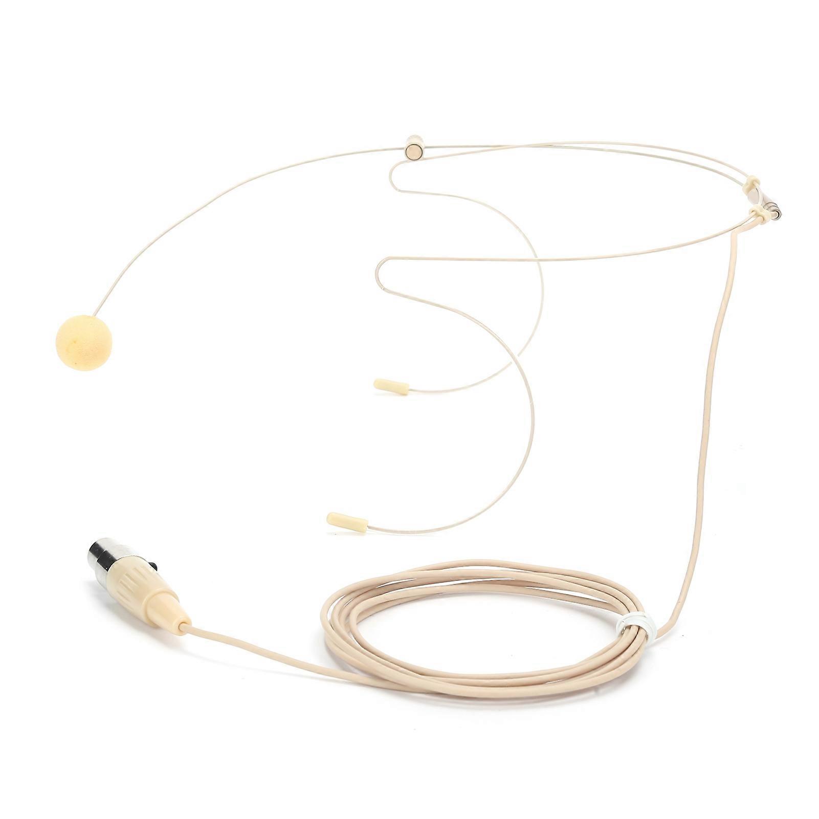 Beige 3Pin Connector Headset Microphone with Capacitance Head for bodypack Transmitter