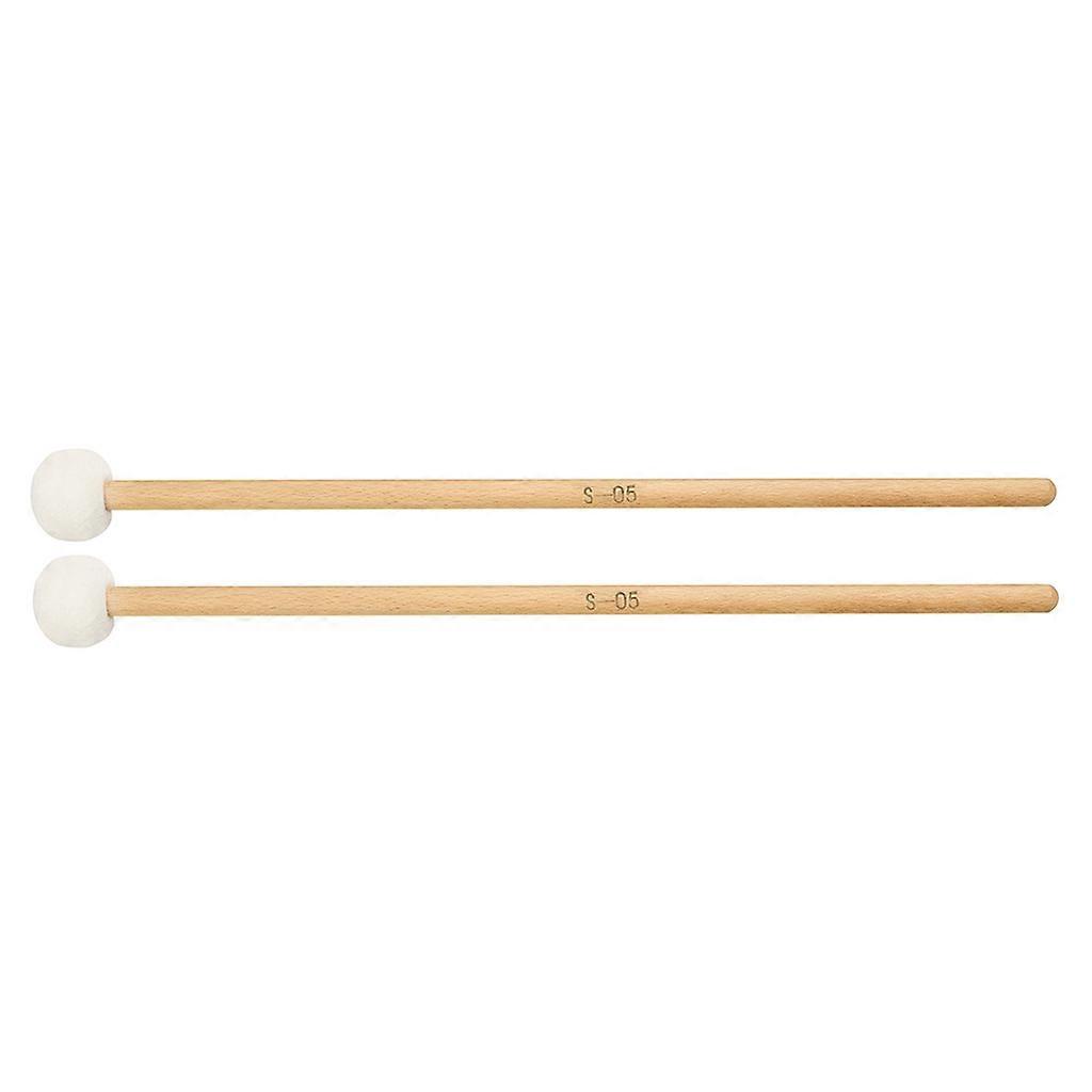 2 Pcs Maple Handle Mallet Timpani Stick Felt Mallet Drum Cymbal Gong Mallet