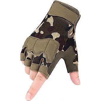 Handschoenen met halve vingers, heren vrouwen, antislip, voor sport, fietsen, motor, wandelen, klimmen, kamperen, jungle camouflage, (XL)