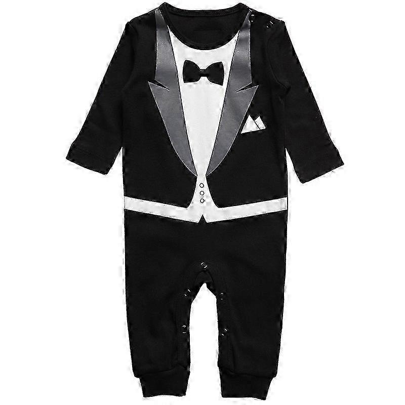 Infant Baby Boy Formal Suit Tuxedo Romper Party Wedding Jumpsuit