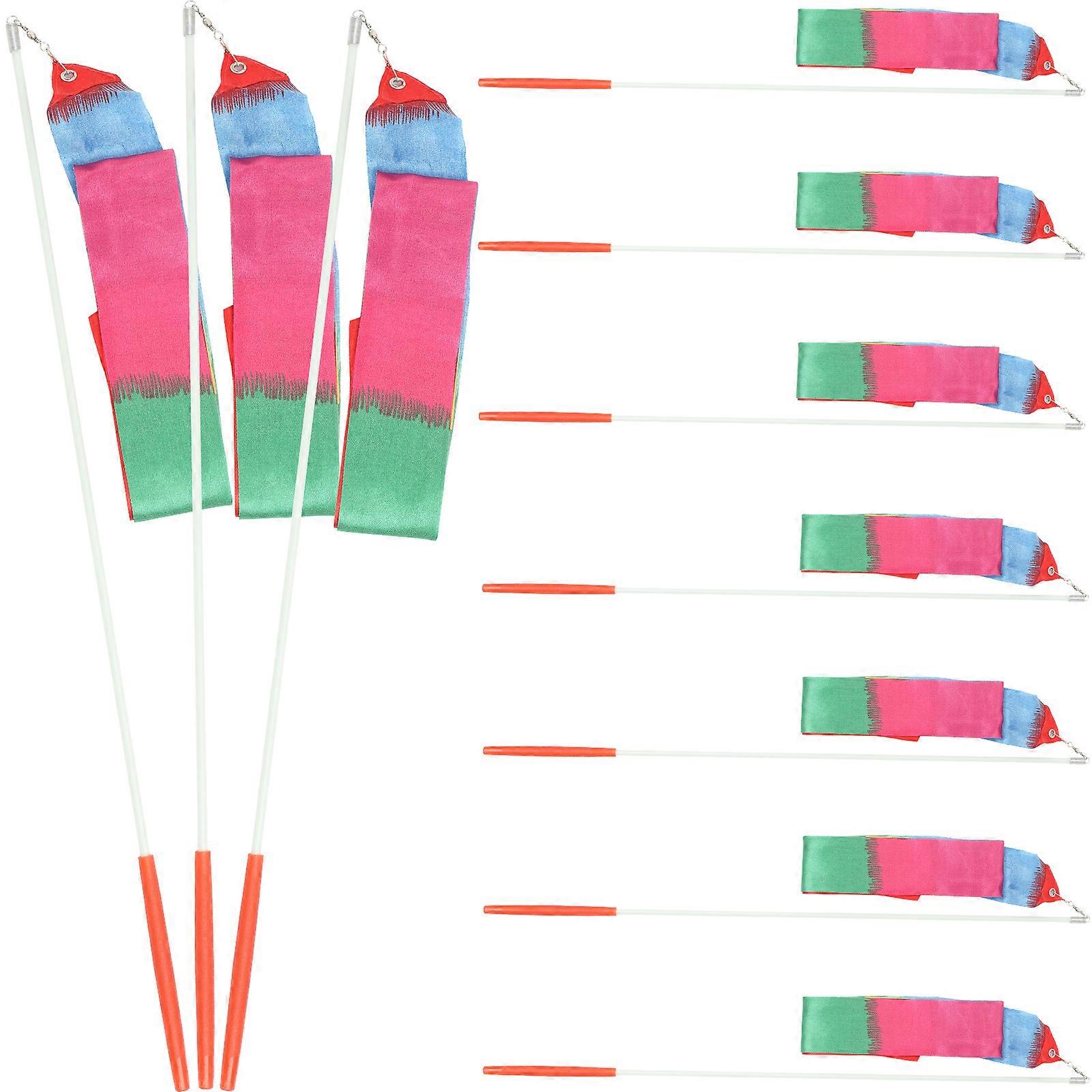 10Pcs Dance Streamers Creative Dancing Ribbons Children Performance Ribbons with Handle