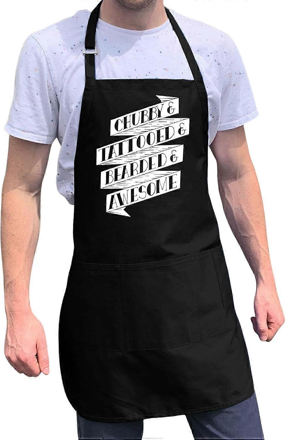 Bearded and Awesome Adjustable BBQ Apron for Men, One Size
