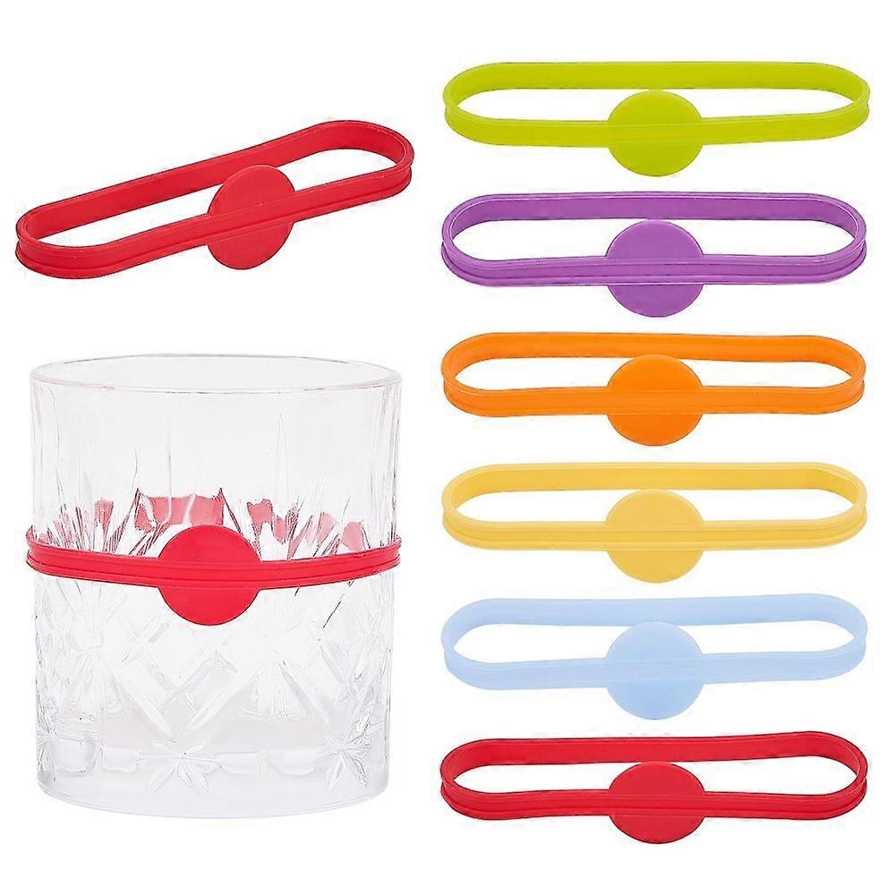 Long Silicone Wine Glass Label Markers Sets for Party Supplies Mixed Color 6~21x1.5mm Inner Diameter: 62mm 6pcs/set 6sets 36pcs/box