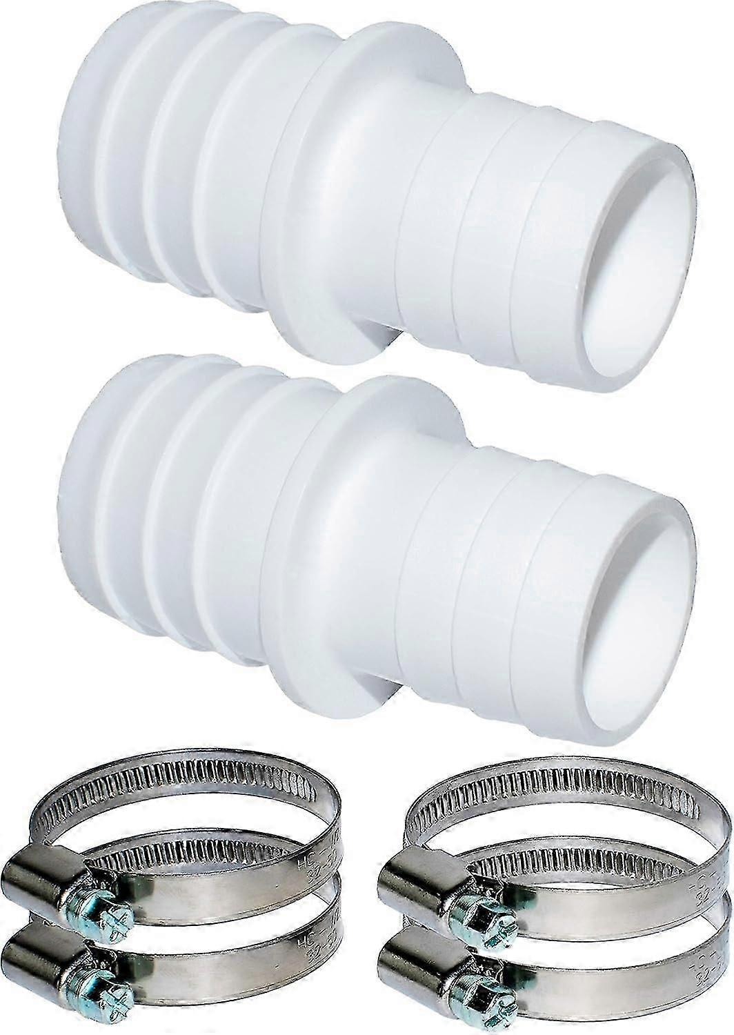 2pcs 32mm to 38mm Diameter Plastic Hose Connector with Clamps Swimming Pool Hose Adapter Double Hose End