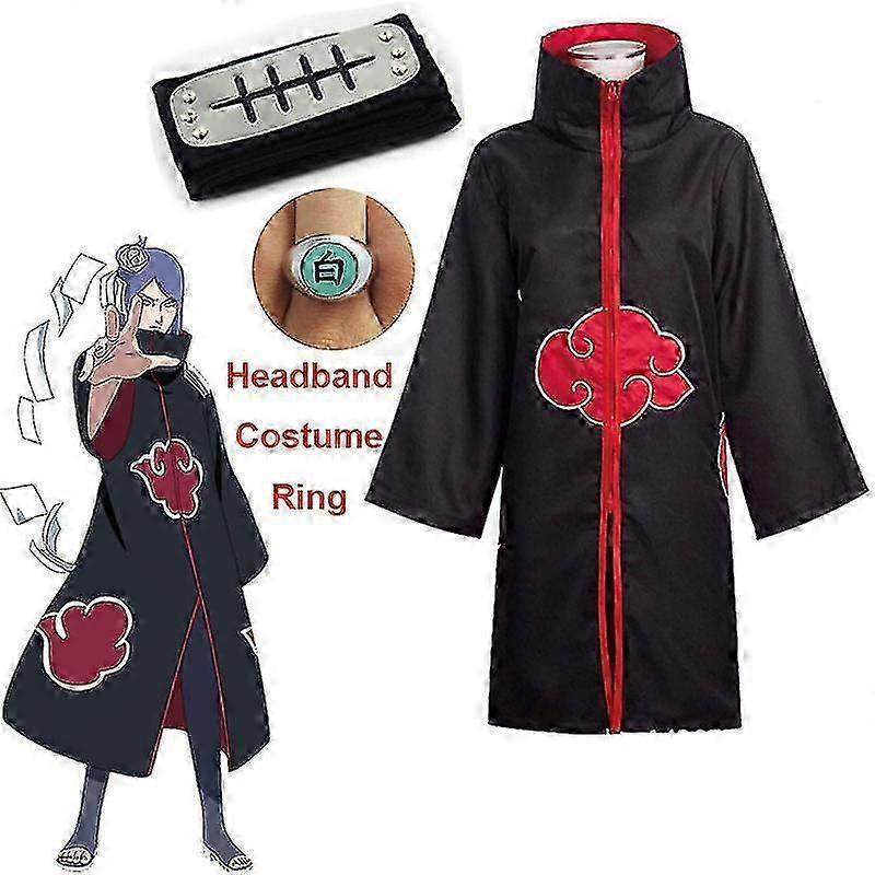Harajuku Cosplayuchiha Itachi Cosply Κοστούμι Περιδέραιο κεφαλόδεσμο Δαχτυλίδι Kunai Deidara Tobi Αποκριάτικο κοστούμι για τους άνδρες Παιδιά Πόνος Μανδύας