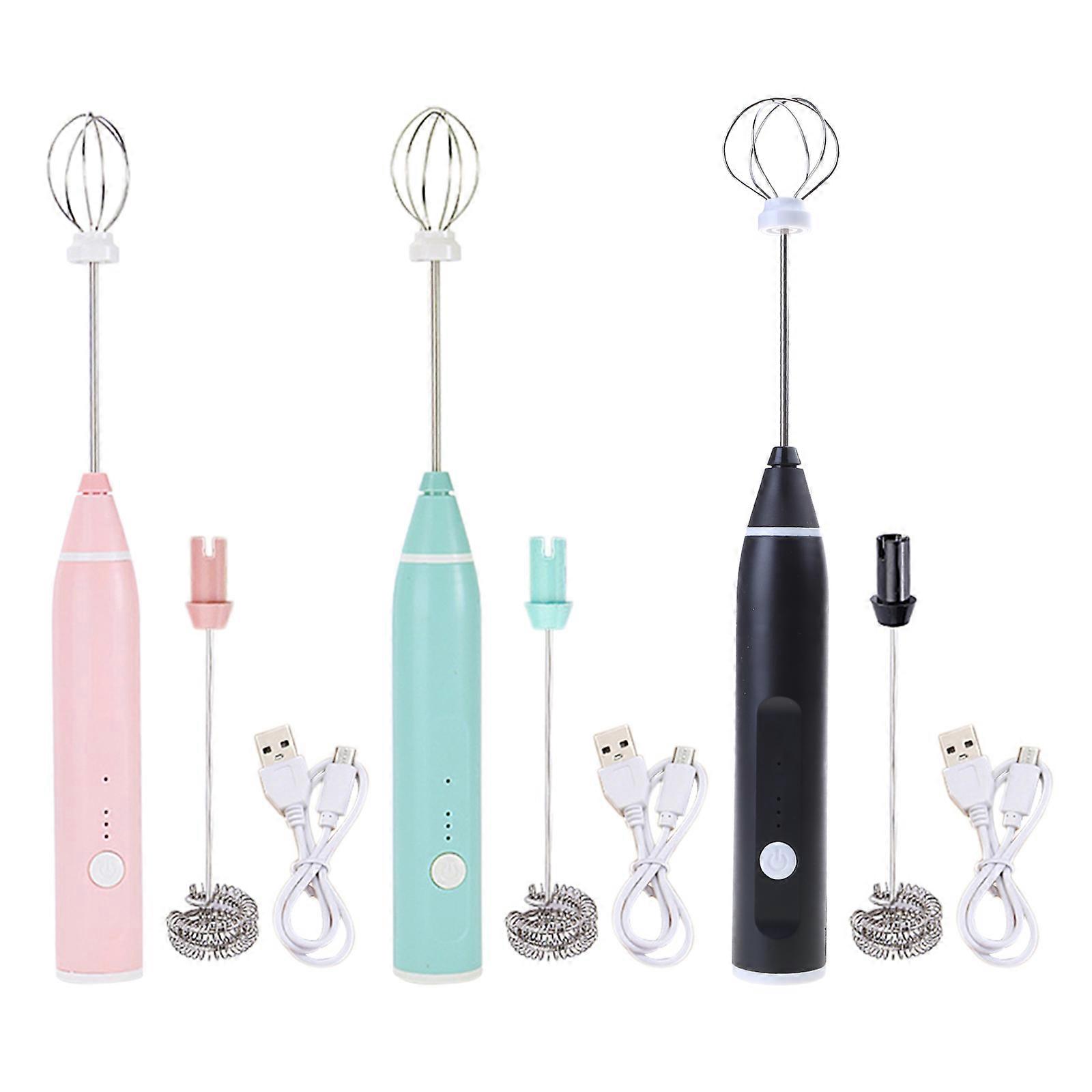 Egg Beaters Milk Frother Handheld Makers USB Rechargeable Egg Whisker 3 Colors Choose 3-Speed Adjustable Blender for Egg Pink