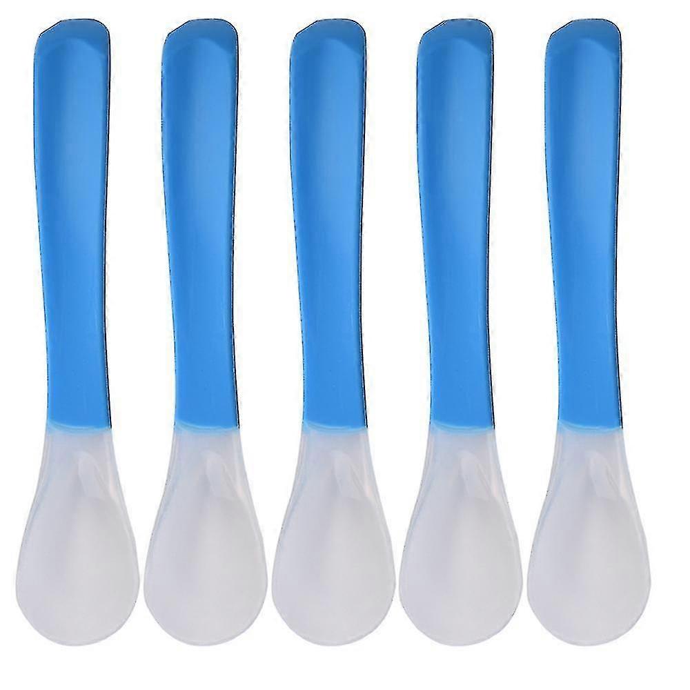 Soft Silicone Baby Spoons for First Stage Feeding, Essential Baby Utensils for Infants and Toddlers-Blue