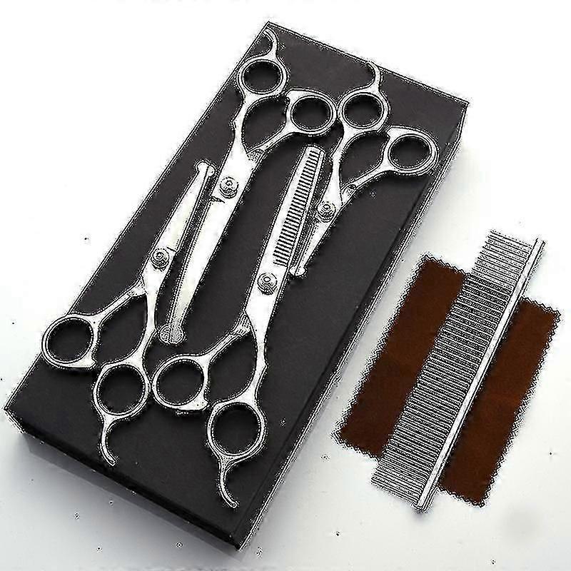 Dog Grooming Scissors Set With Safety Round Tip, Thinning And Straight Pet Grooming Scissors Kit Banmo