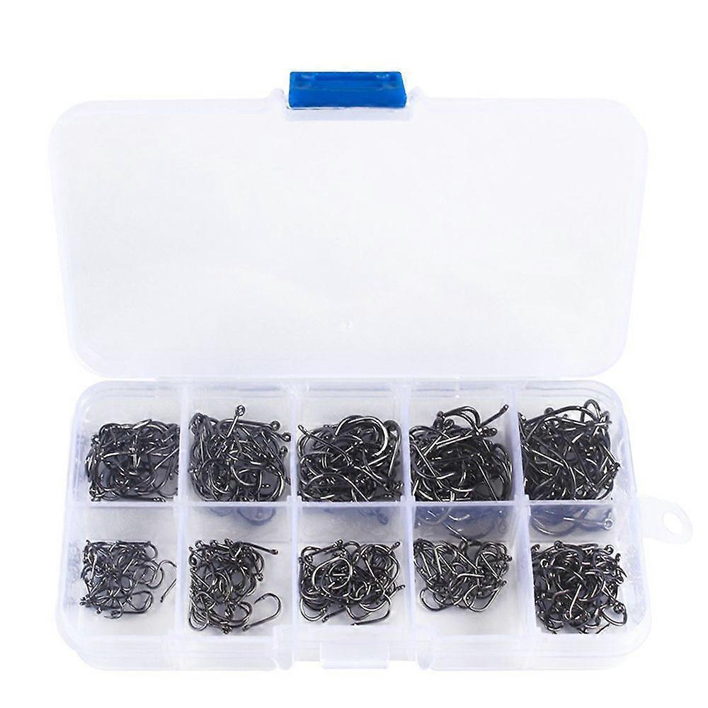 100-1000pcs Barbed Fishing Hooks Kit for Freshwater Saltwater Fishing Tools with Plastic Box