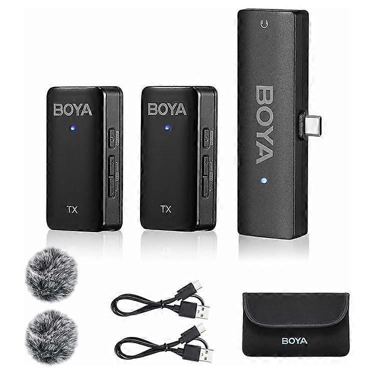 BOYA WMic5-M6 Live Streaming Wireless Microphone Lapel Clip Mic, 2 Transmitter + 1 USB-C Receiver