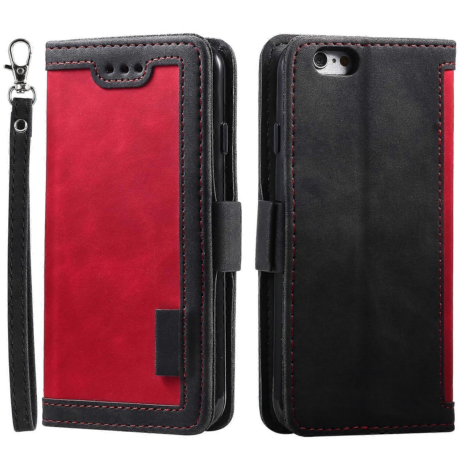 For iPhone 16e Case RFID Blocking Wallet Stand Leather Phone Cover - Red