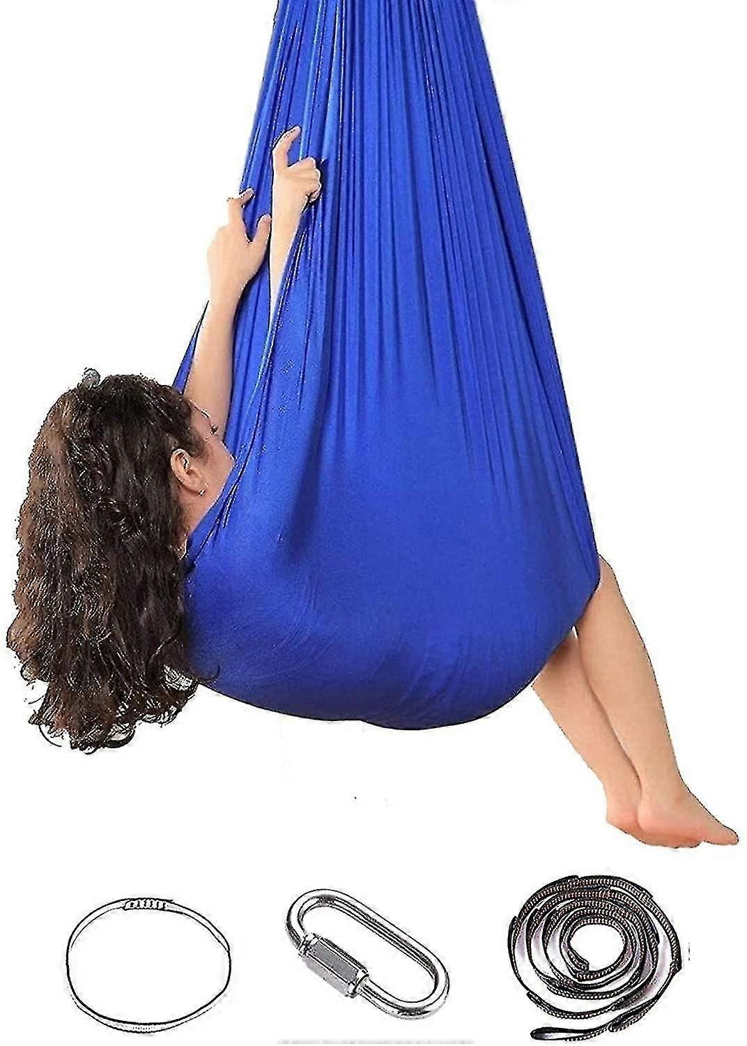 Sensorisk Swing Inomhusterapi Swing sätt Kompatibla Vuxna Barn Och Tonåringar (Gåva av K) 100 * 280CM-Blå