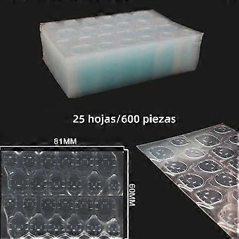 Double-sided Nail Stickers 25 Sheets/600 Pieces Breathable Waterproof Lizard Tail Stickers for False Nails Super Adhesive