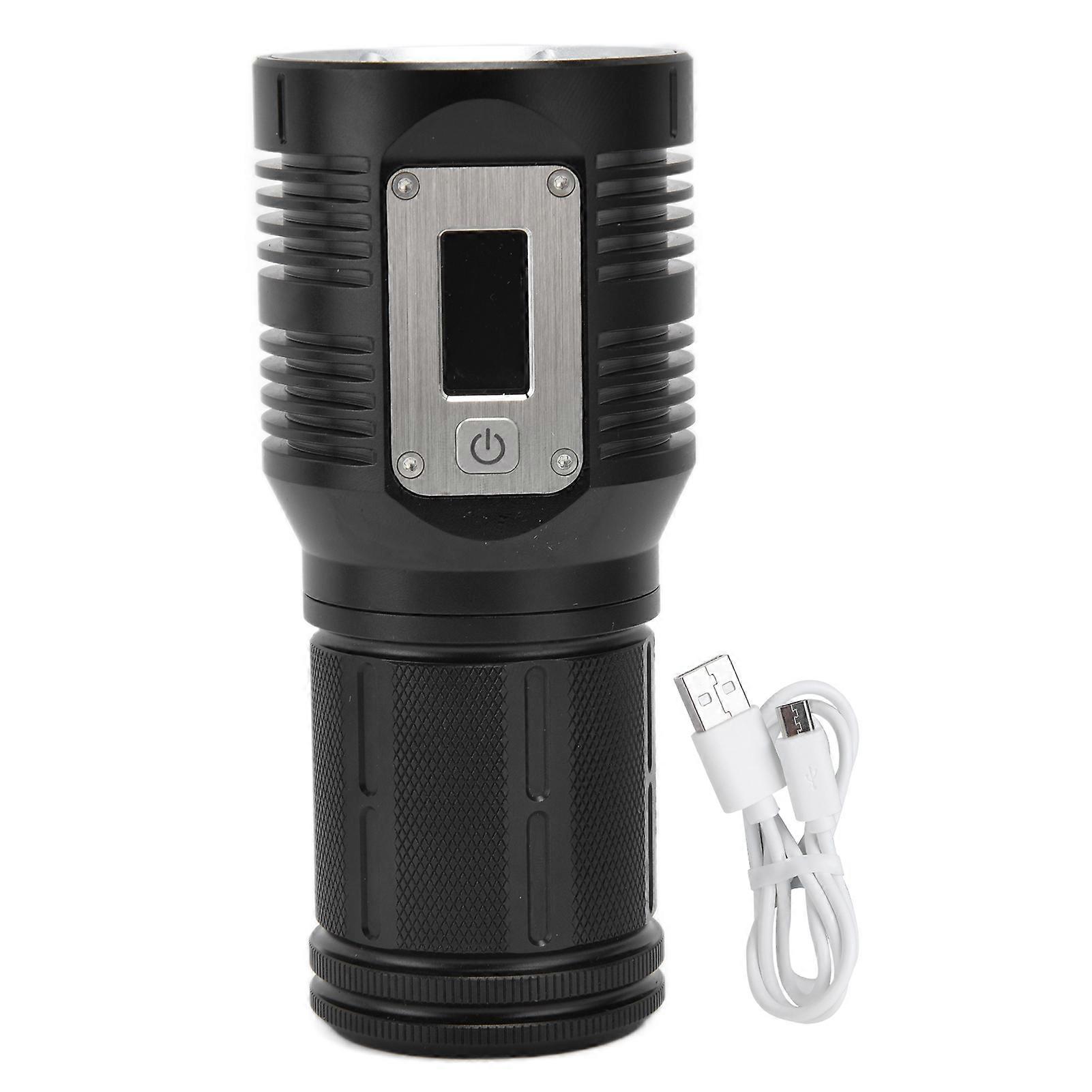 Strong Light Digital Display Rechargeable Flashlight, Rainproof, Ideal for Camping, Emergency Lighting, and Work Use
