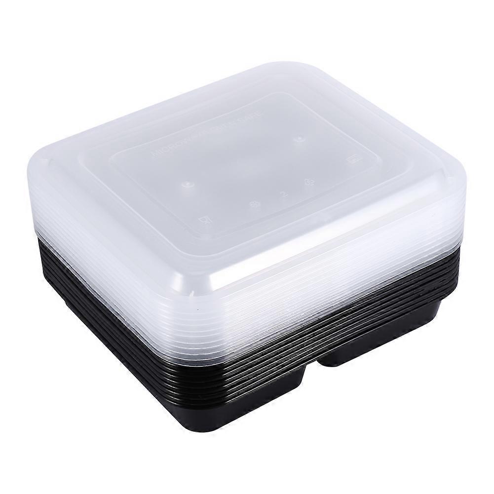 10pcs Food Storage Containers with Lids, 3-Compartment Bento Lunch Box, Microwave Safe, BPA-Free Plastic, 28oz