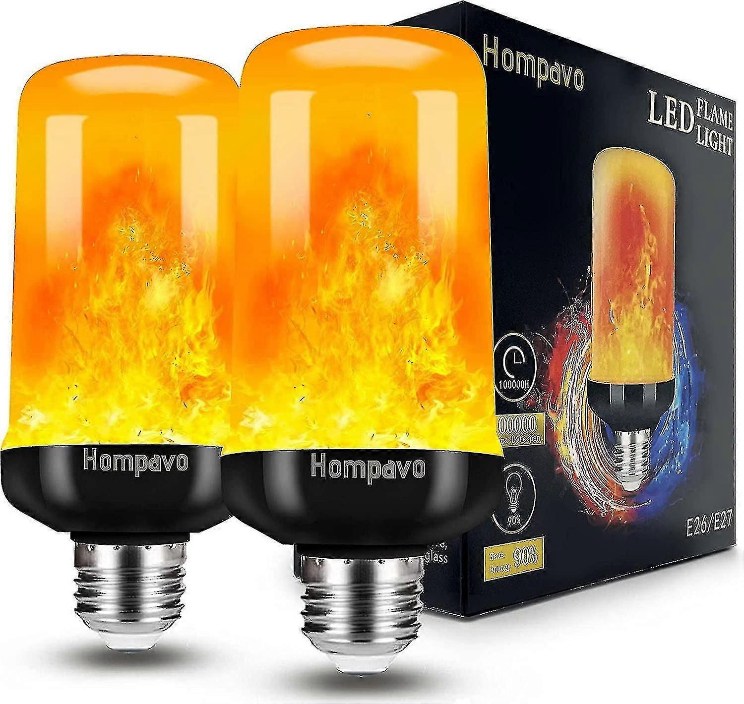 [upgraded] Led Flame Light Bulb, 4 Modes Flickering Light Bulbs, E26/e27 Base Flame Bulb, Christmas(2 Pack)