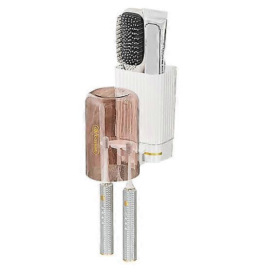 Wall Mounted Toothbrush Holder with Toothpaste Dispenser Inverted Design Bathroom Toothbrush Holder Cosmetic