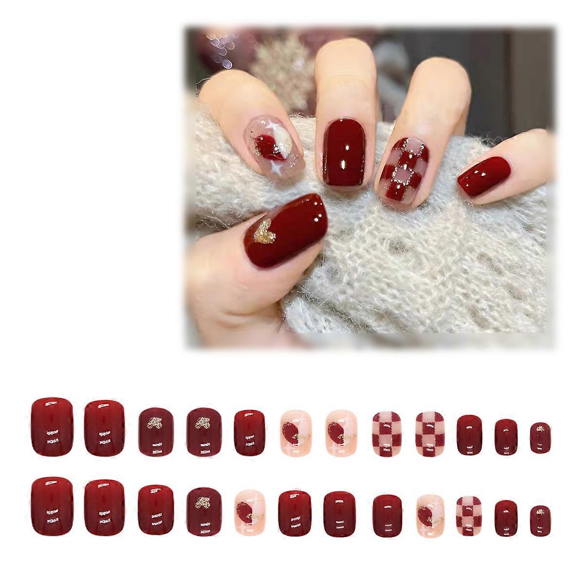 Acrylic Press On Nail Kit, 12 Different Sizes Press On Nails With Rich Color And Flexible Shiny Finish For Easy Application And Long Lasting Wear