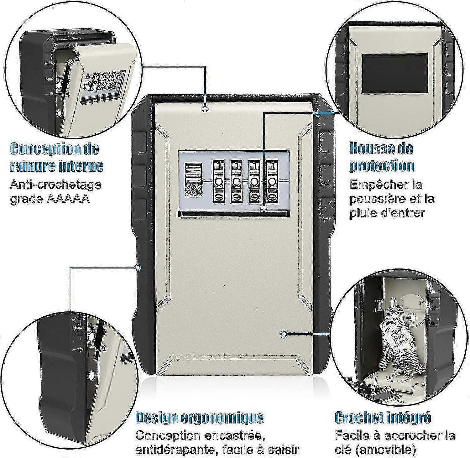 [2022 New Version] Secure Key Box, Waterproof Exterior 4-digit Lock Safe Box