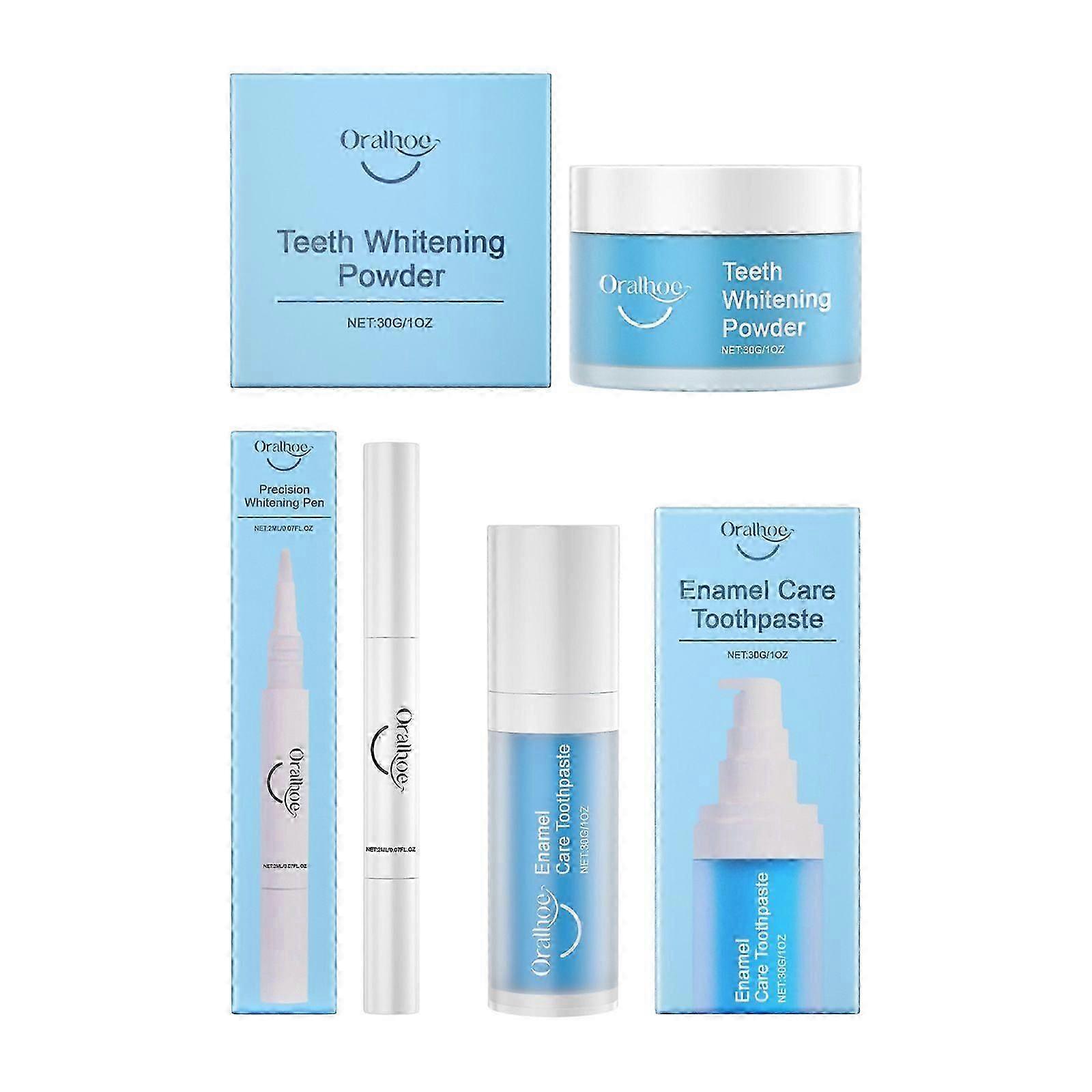 Enamel Care Hydroxyapatite Toothpaste Teeth Whitening Powder Teeth Whitening Pen Set, Tooth Whitening Series for Enamel Protection Sensitive Teeth