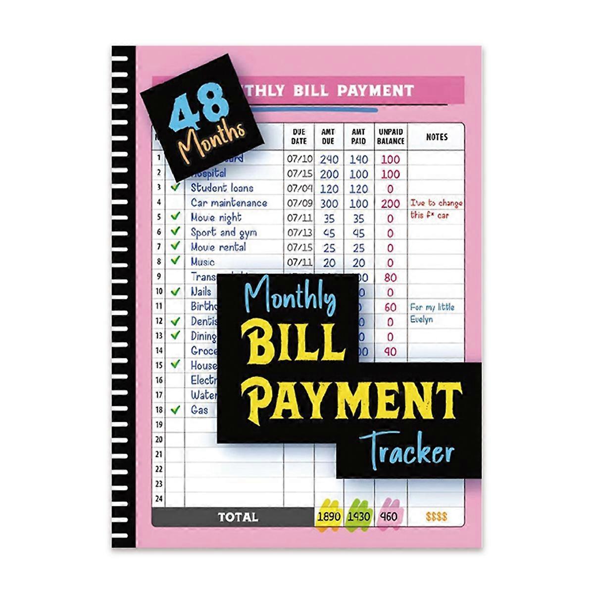 Monthly Bill Payment Tracker 48 Months Expense and Bill Tracker