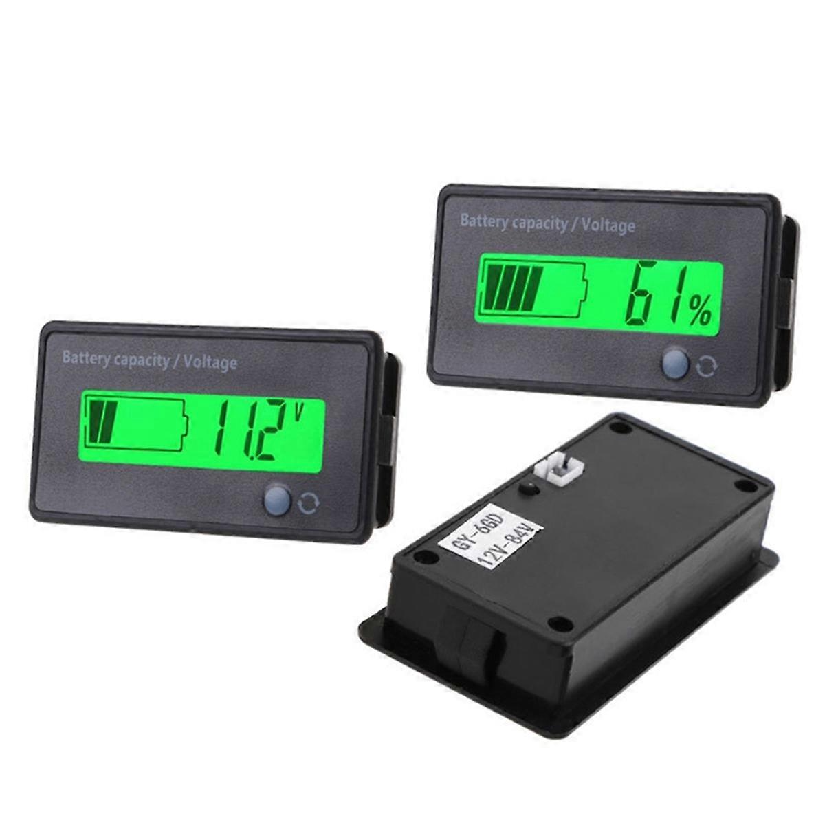 12V-72V Lead Acid Lithium Battery Capacity Voltage Meter Green Screen