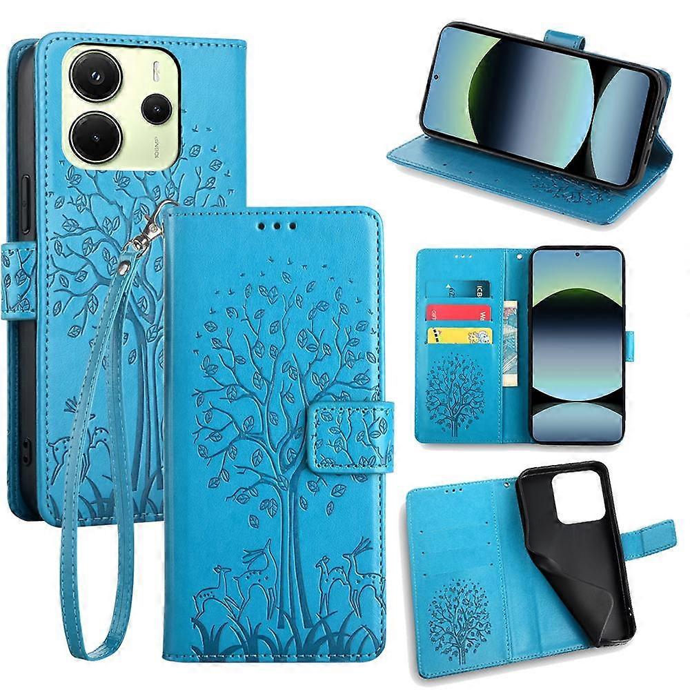 جراب هاتف جلدي منقوش من الشجرة والغزلان