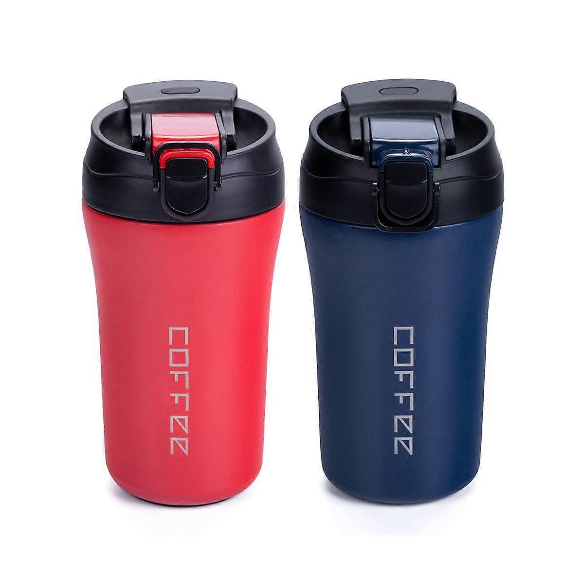 2pcs Creative Double Drinking Straw Cup - Red + Blue