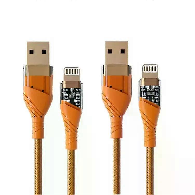 USB to 8 Pin Fast Charging Data Cable-2pcs,2.4A,1m,Orange-Orange