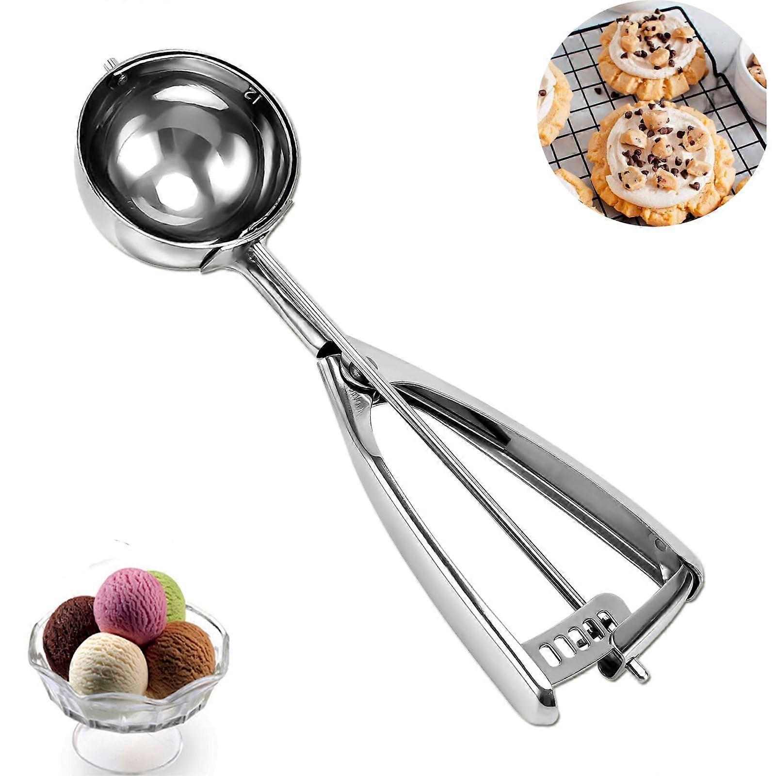 Cookie Scoop for Baking, Large 18/8 Stainless Steel Cookie Dough Scoop, 5.3 Tablespoon for Cupcakes and Ice Cream