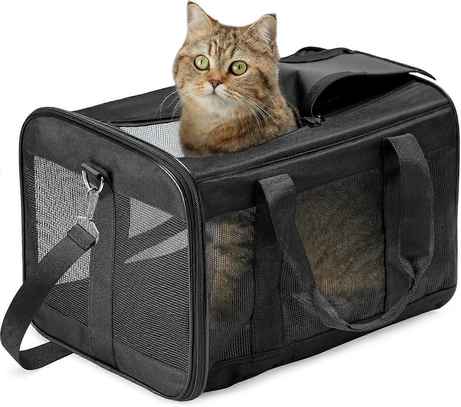 Pet Carrier Cat Carrier Soft Sided Pet Travel Carrier for Cats, Small dogs, Kittens or Puppies, Collapsible,Durable,Airline Approved (M)