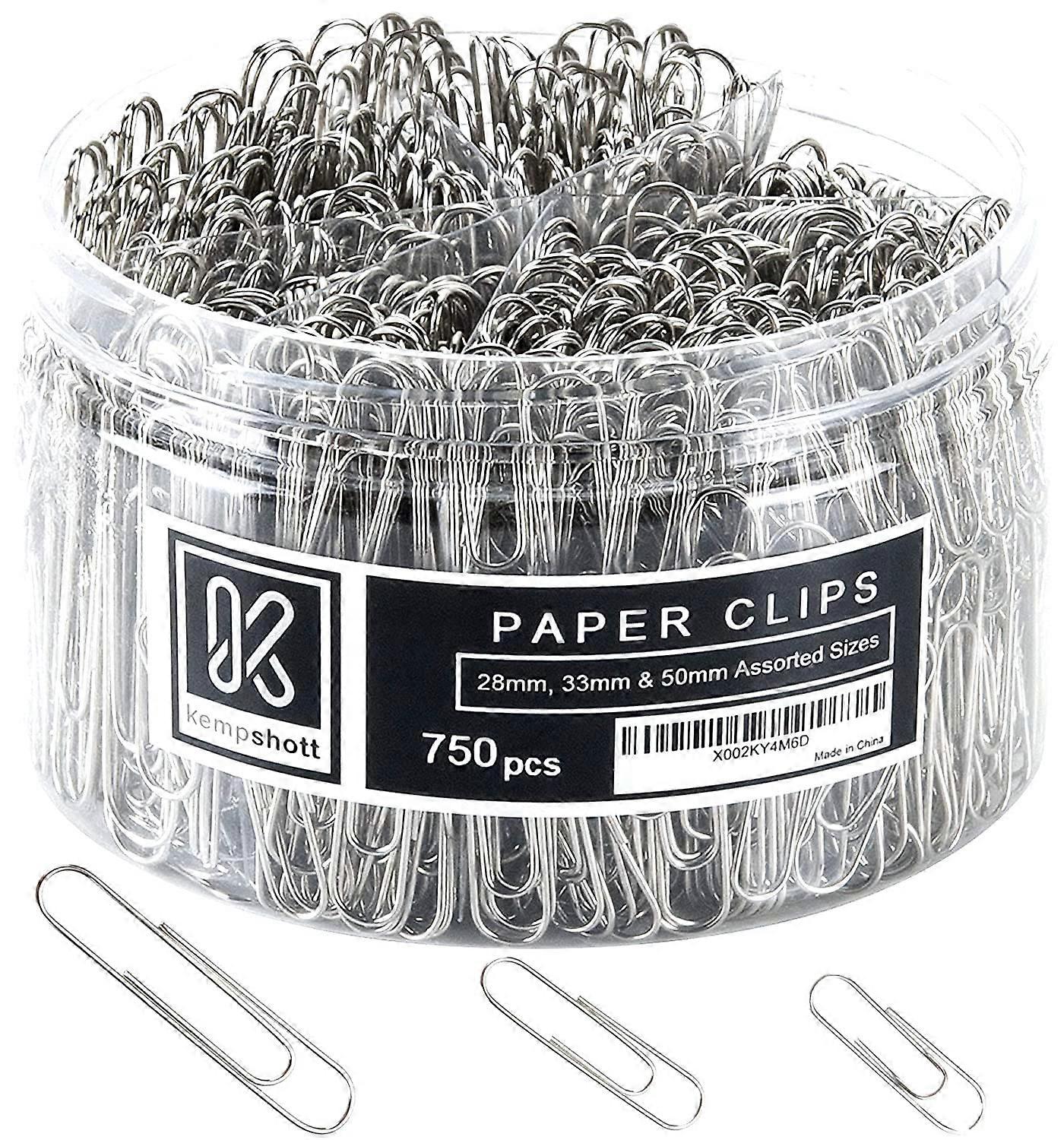 750 Silver Paper Clips Assorted Sizes Small Medium Large Ideal for Home School Office Use