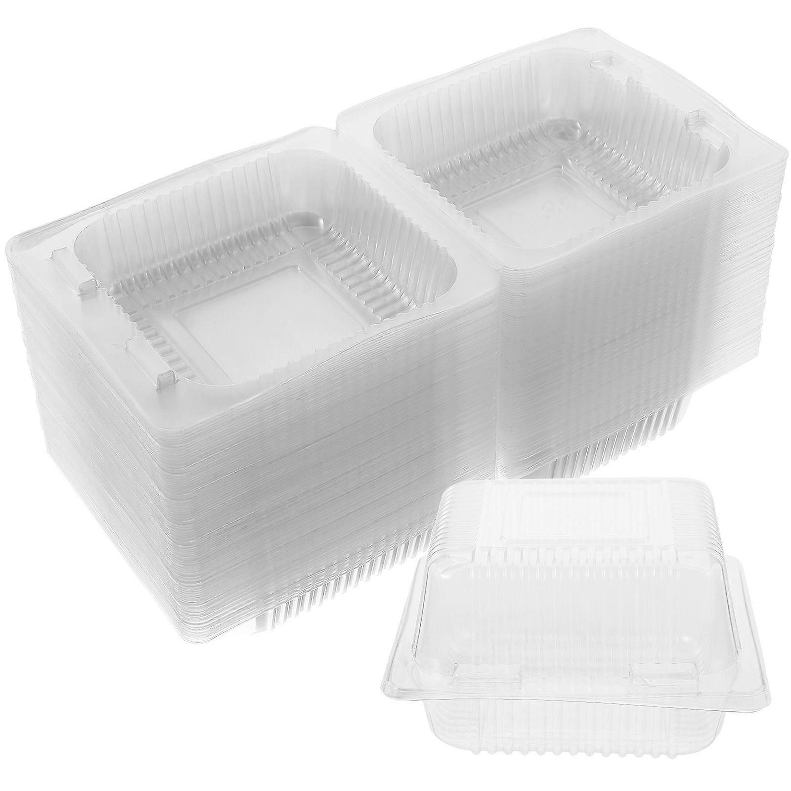 100pcs Plastic Dessert Wrapping Box Transparent Sandwich Packing Boxes Leak-proof Cake Boxes