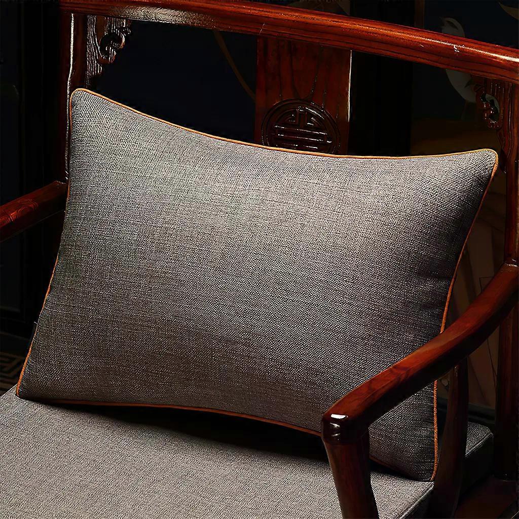 ソリッドカラーファブリッククッション– ソファまたはベッドヘッドボード用35x30cmランバーサポート枕、スモークグレー