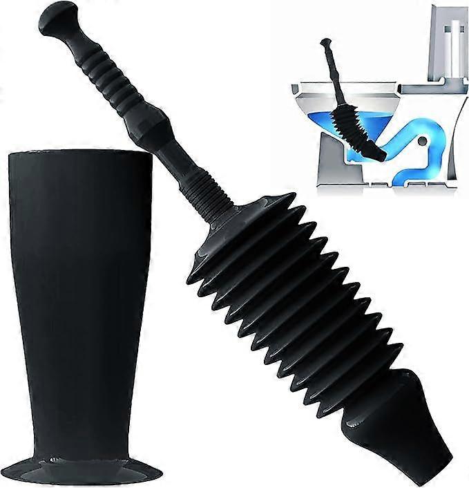 Toilet Unclogging Tool - Heavy Duty Plunger with Unique Unclogging Design - Removal Tool for Unclogging Toilets - Black