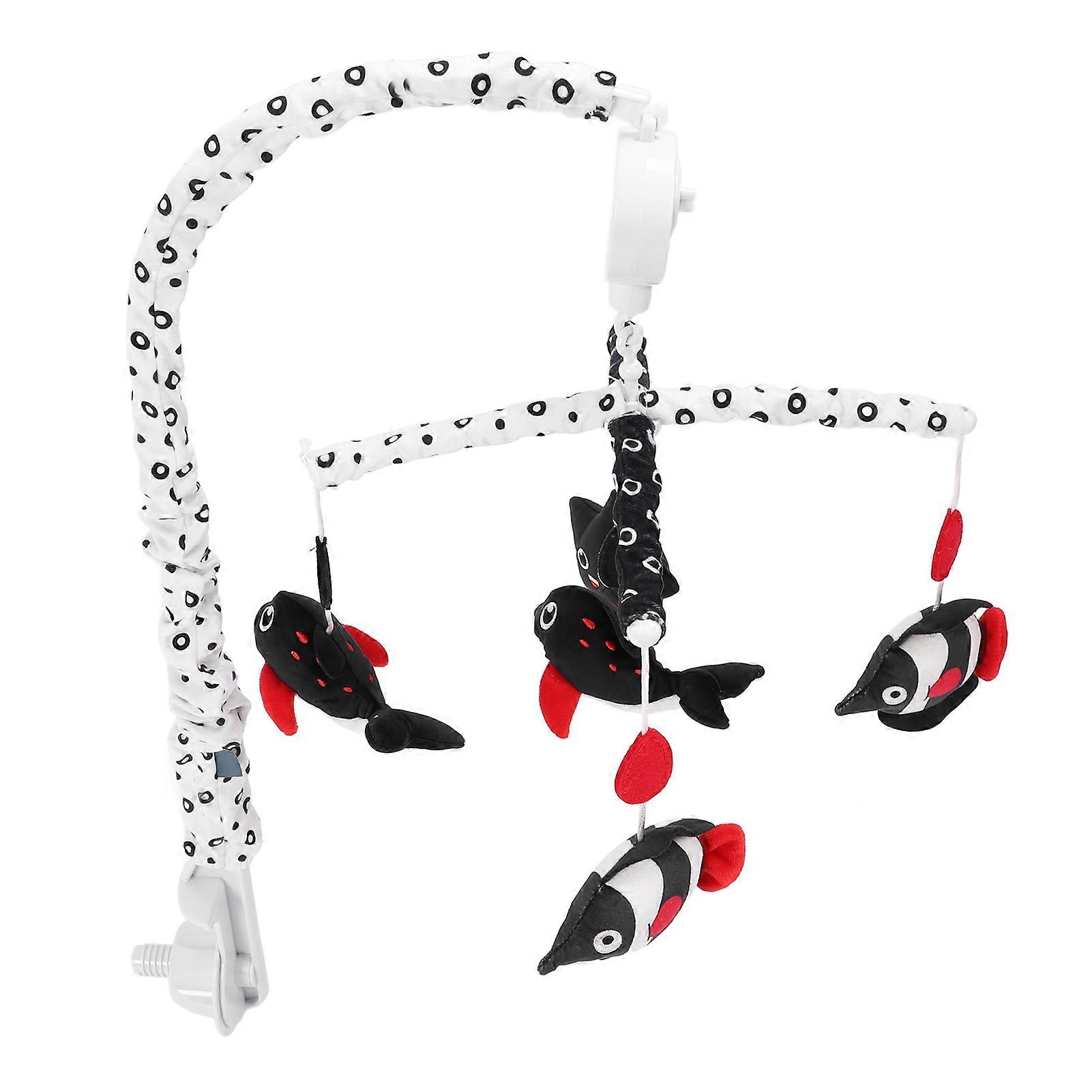 For Baby Crib Mobile Toy With Music Box High Contrast Black Red Soft Plush Preventing