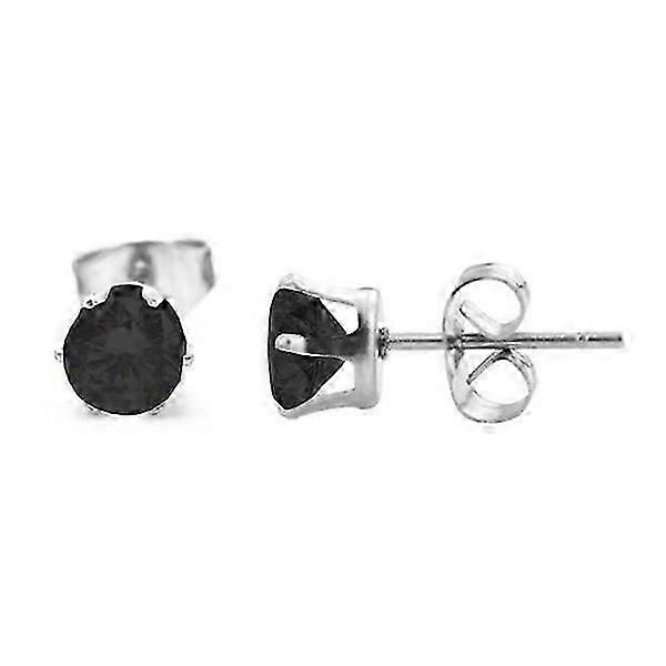 2-pack Silver Piercing Earring Black Crystal - 5mm Silver