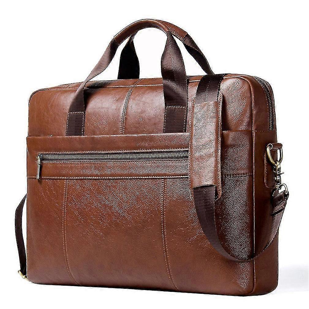 レザーショルダーバッグメッセンジャーバッグカウハイド15.6インチラップトップメンズビジネスブリーフケース