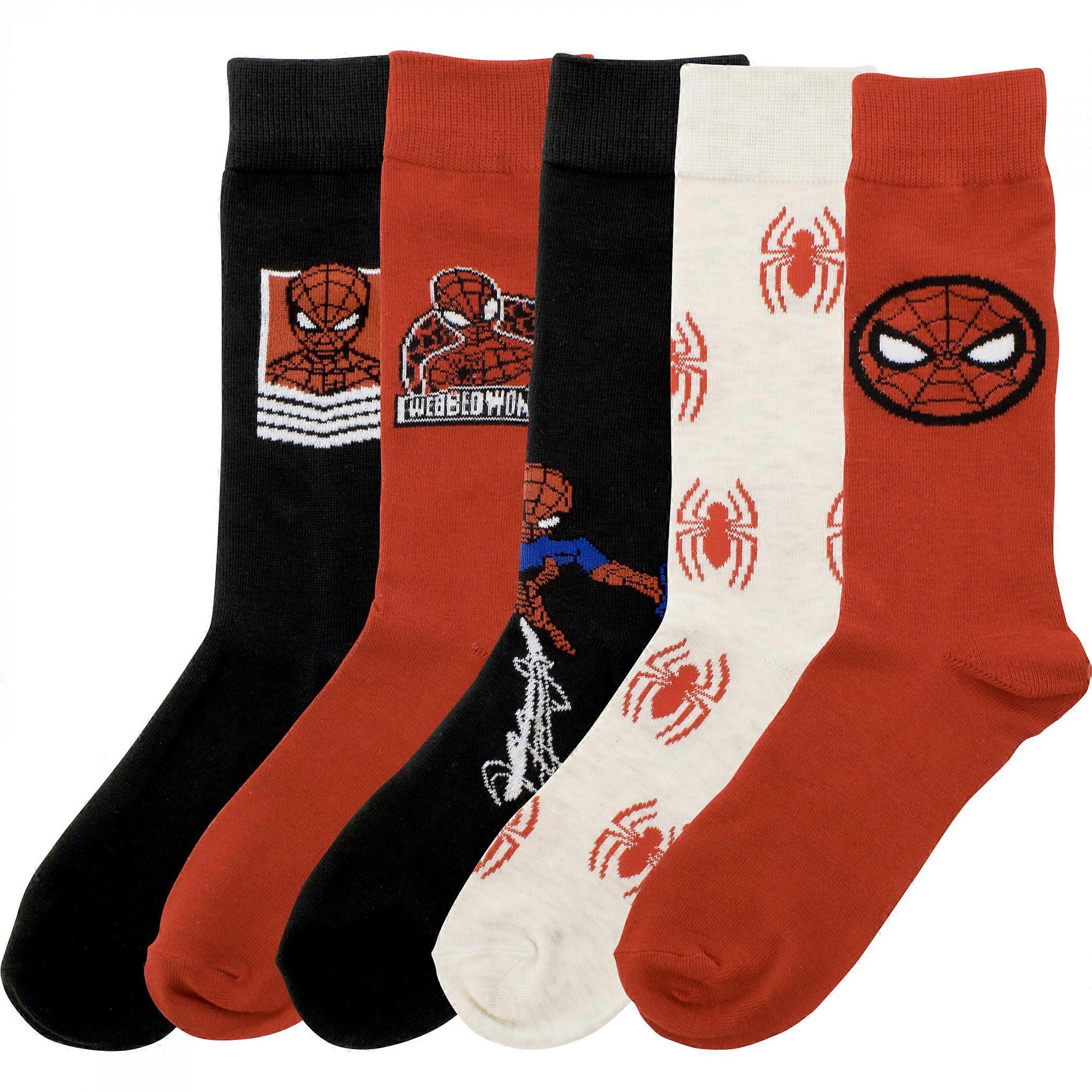 Spider-Man and Logos 5-Pair Pack of Crew Socks