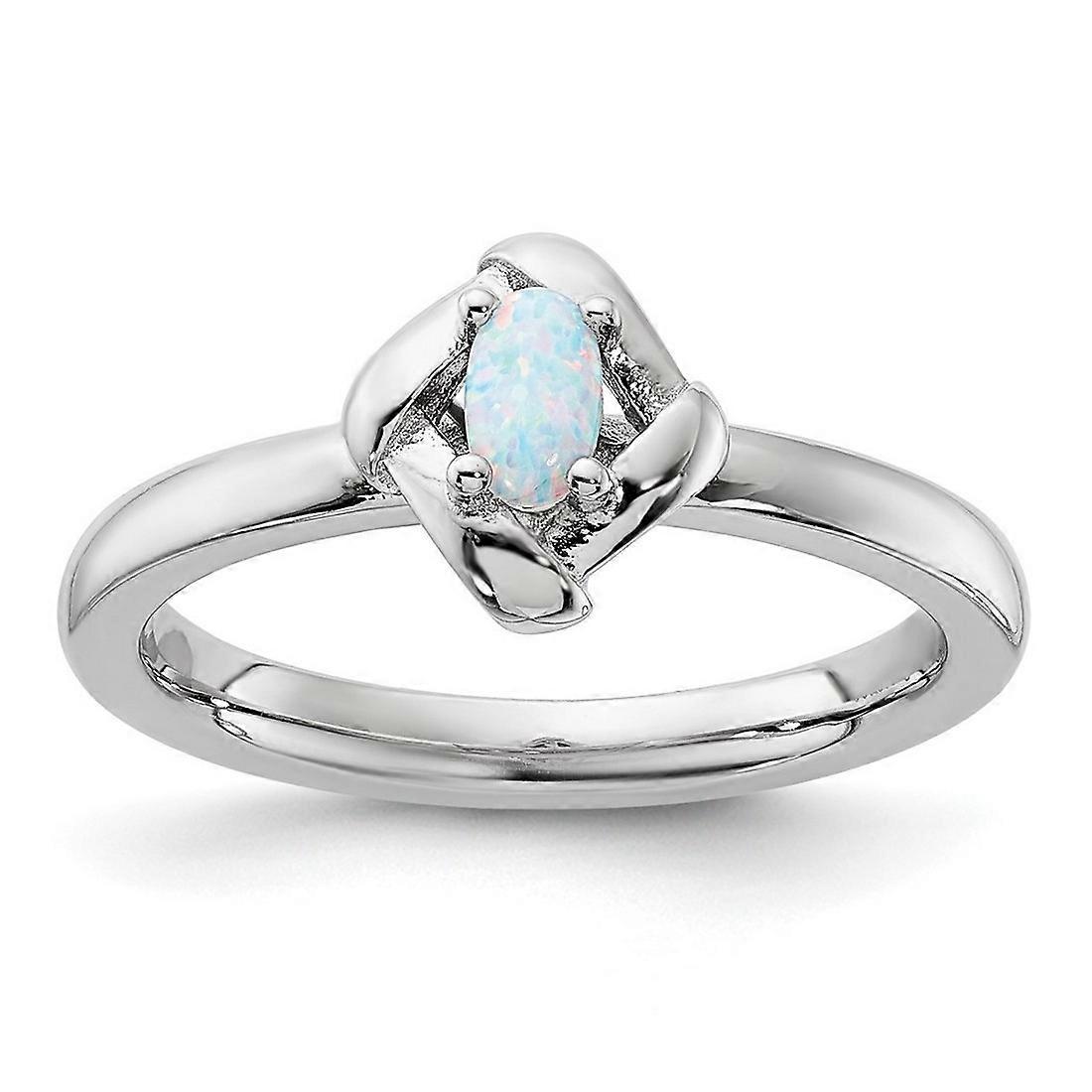 925 Sterling Silver Stackable Simulated Opal Ring-Stackable-Ring for Women - Ring Size: 5 to 10
