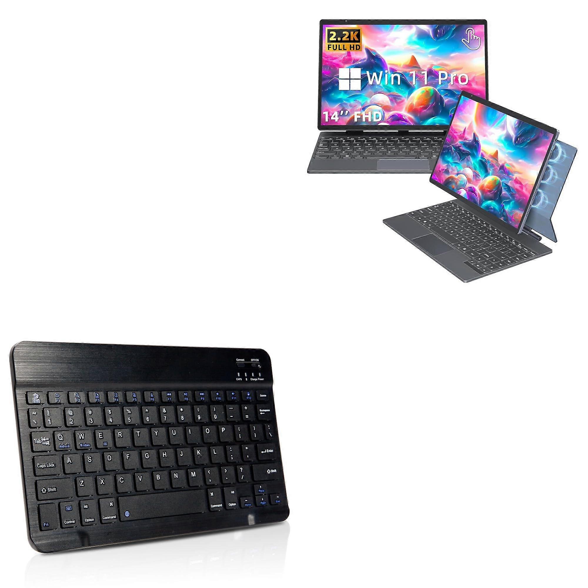 Keyboard for Rumtuk HJC 12 2-in-1 Laptop 14 in - Bluetooth Chiclet Keyboard, Portable Thin Jet Black Design