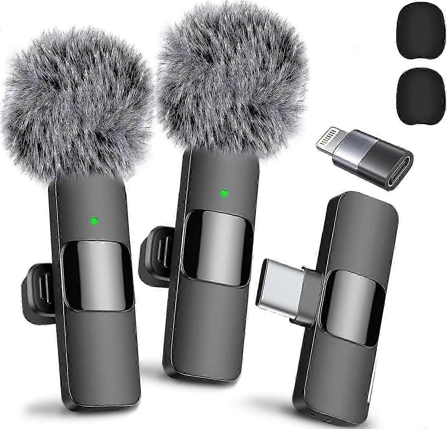 Professional Wireless Lavalier Lapel Microphone for iPhone iPad Cordless Omnidirectional Condenser Recording Mic for Interview