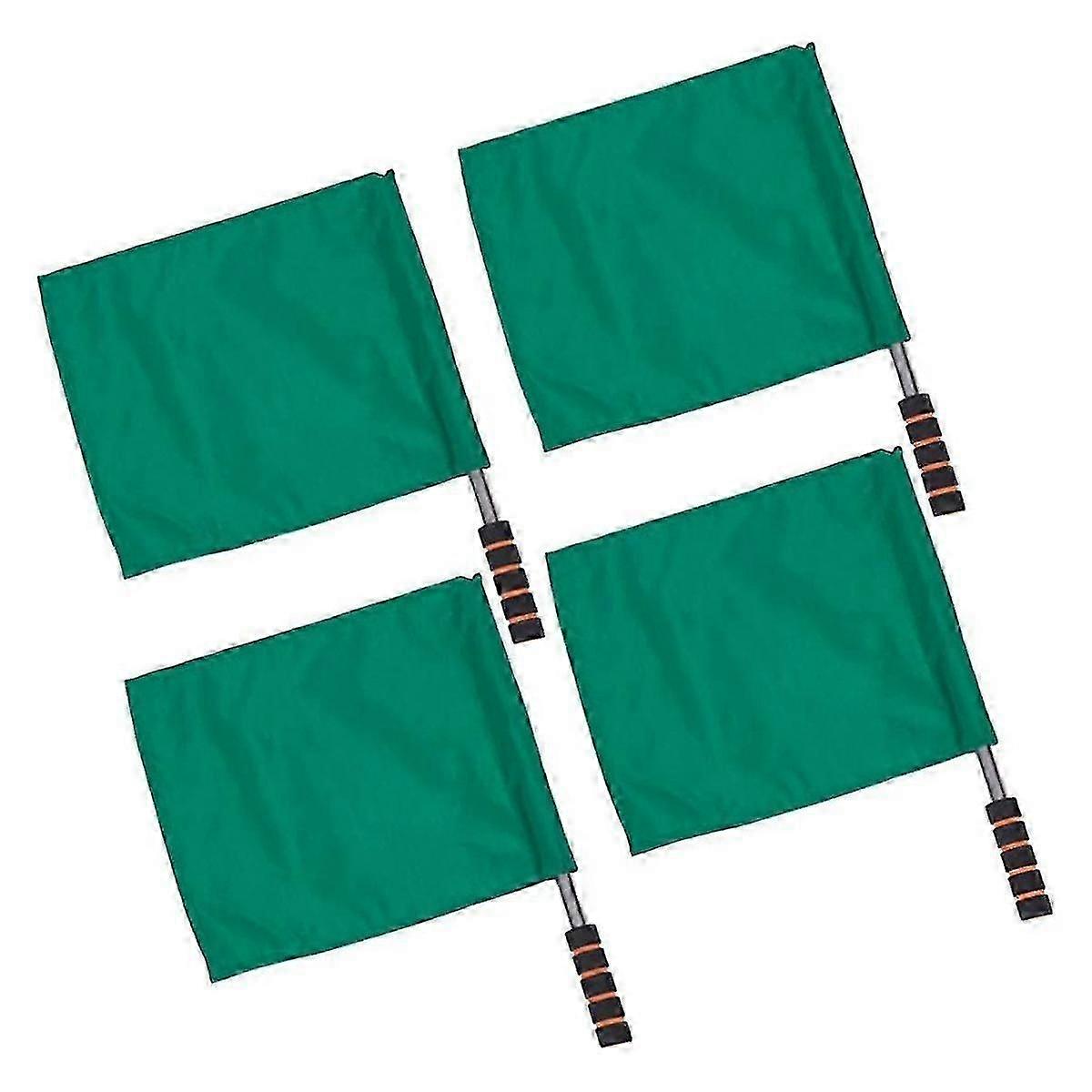 Green Sports Referee Flag 4 Pieces Track and Field Event Referee Flag Football Goal Flag Flag Bearer Flag Sponge Handle