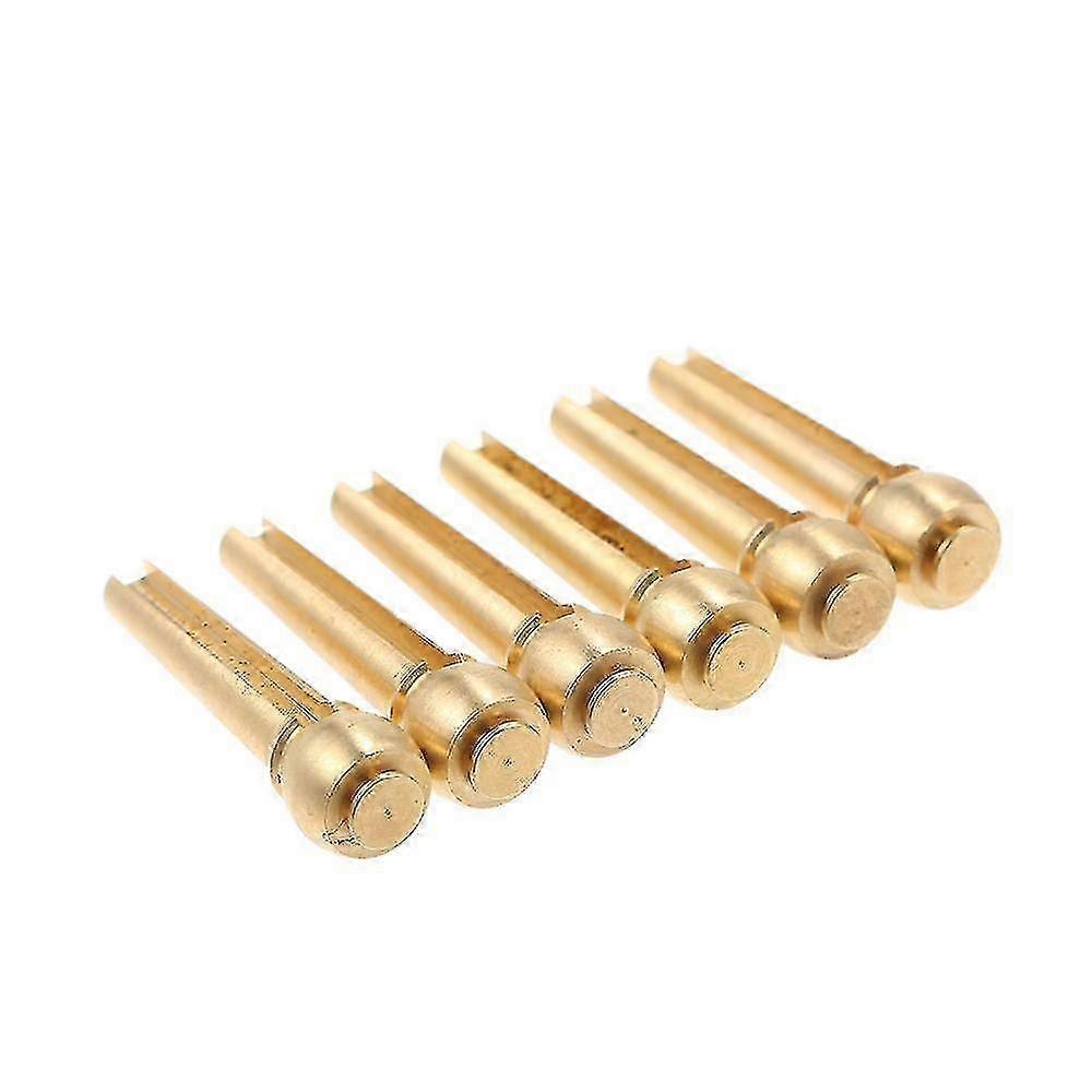 6pcs Nails-Good Metal Acoustic Guitar Bridge Pins Brass Guitar Strings Fixed Cone String Pins String